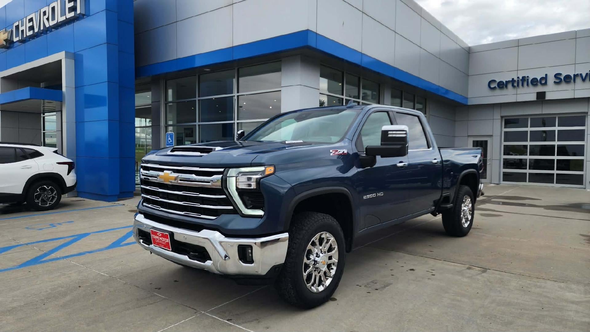 2026 Chevrolet Silverado 2500 HD LTZ in Lakeshore Blue Metallic — front three-quarter view