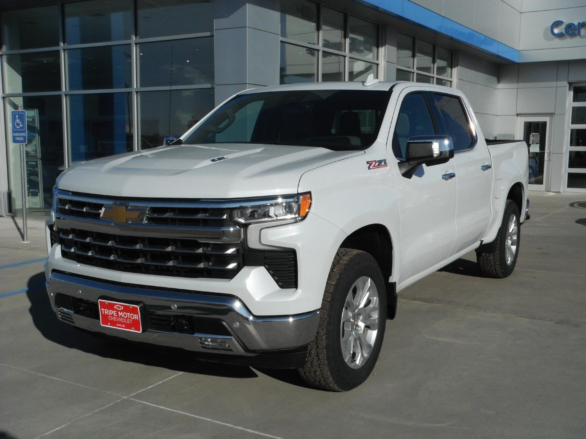 2026 Chevrolet Silverado 1500 LTZ in Polar White Tricoat — front three-quarter view