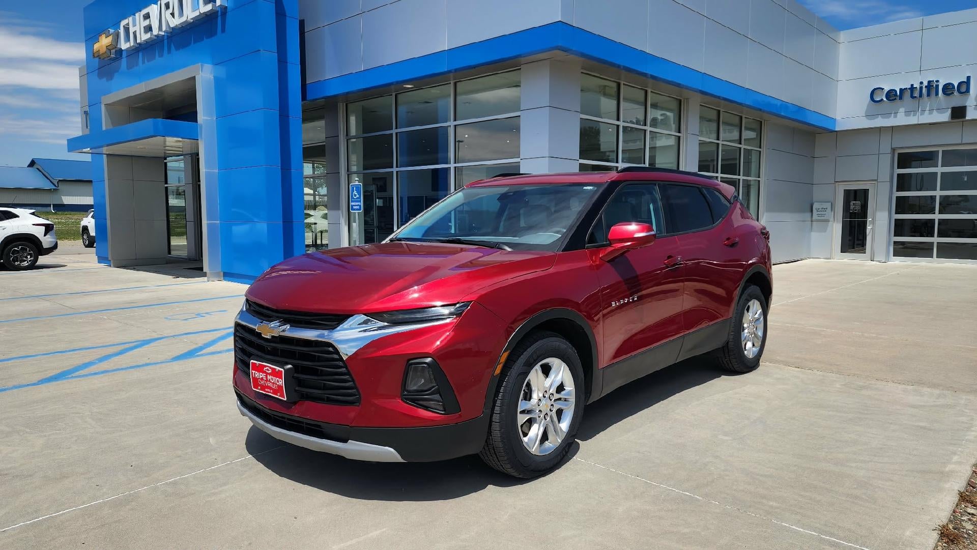 2020 Chevrolet Blazer LT in Cajun Red Tintcoat — front three-quarter view